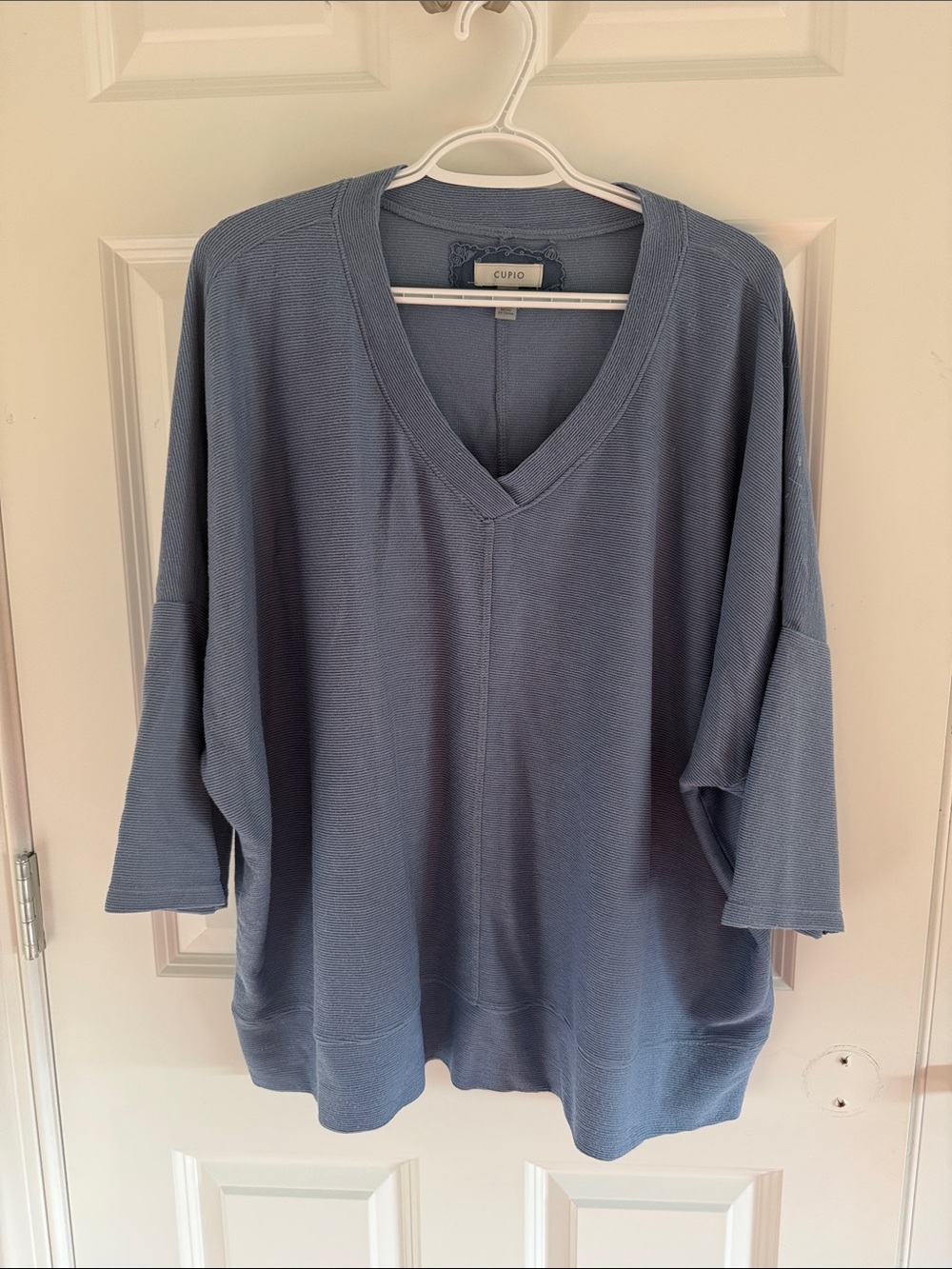 Cupio Dusty Blue V-Neck Oversized Short sleeve Women's Sweater Size 1X